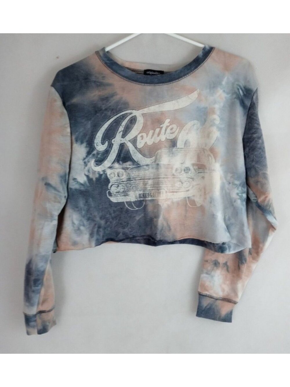 Originality Women's Tie Dye Route 66 Retro Cropped Sweatshirt Size Small